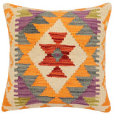 handmade Traditional Pillow Rust Gray Hand-Woven SQUARE 100% WOOL Hand woven turkish pillow2' x 2'