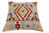 handmade Traditional Pillow Red Blue Hand-Woven SQUARE 100% WOOL Hand woven turkish pillow2' x 2'