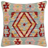 Tribal Rubie Turkish Hand-Woven Kilim Pillow - 18'' x 18''