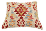 handmade Traditional Pillow Red Blue Hand-Woven SQUARE 100% WOOL  Hand woven turkish pillow  3 x 5