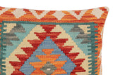 handmade Traditional Pillow Rust Blue Hand-Woven SQUARE 100% WOOL Hand woven turkish pillow2' x 2'