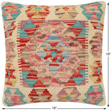 handmade Traditional Pillow Red Blue Hand-Woven SQUARE 100% WOOL Hand woven turkish pillow2' x 2'