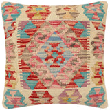 Southwestern Min Turkish Hand-Woven Kilim Pillow - 18'' x 18''