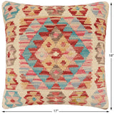 handmade Traditional Pillow Red Blue Hand-Woven SQUARE 100% WOOL  Hand woven turkish pillow  2 x 2