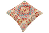 handmade Traditional Pillow Red Blue Hand-Woven SQUARE 100% WOOL  Hand woven turkish pillow  2 x 2