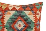 handmade Traditional Pillow Rust Blue Hand-Woven SQUARE 100% WOOL Hand woven turkish pillow2' x 2'