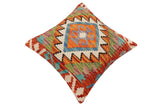 handmade Traditional Pillow Rust Blue Hand-made SQUARE 100% WOOL Hand woven turkish pillow2' x 2'