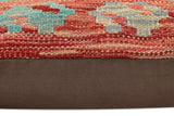 handmade Traditional Pillow Rust Blue Hand-made SQUARE 100% WOOL Hand woven turkish pillow2' x 2'