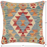 handmade Traditional Pillow Red Blue Hand-made SQUARE 100% WOOL  Hand woven turkish pillow  2 x 2