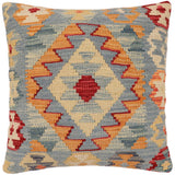 handmade Traditional Pillow Blue Rust Hand-made SQUARE 100% WOOL Hand woven turkish pillow2' x 2'