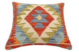 handmade Traditional Pillow Rust Blue Hand-made SQUARE 100% WOOL  Hand woven turkish pillow  3 x 5