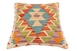 handmade Traditional Pillow Rust Blue Hand-made SQUARE 100% WOOL Hand woven turkish pillow2' x 2'