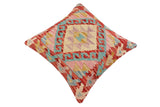 handmade Traditional Pillow Red Blue Hand-made SQUARE 100% WOOL Hand woven turkish pillow2' x 2'