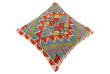 handmade Traditional Pillow Rust Blue Hand-made SQUARE 100% WOOL Hand woven turkish pillow2' x 2'