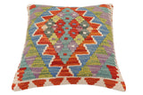 handmade Traditional Pillow Rust Blue Hand-made SQUARE 100% WOOL Hand woven turkish pillow2' x 2'