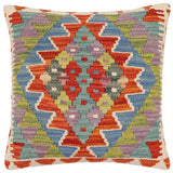 handmade Traditional Pillow Rust Blue Hand-made SQUARE 100% WOOL Hand woven turkish pillow2' x 2'