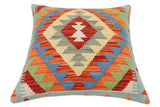 handmade Traditional Pillow Rust Blue Hand-made SQUARE 100% WOOL Hand woven turkish pillow2' x 2'