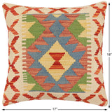 handmade Traditional Pillow Rust Blue Hand-made SQUARE 100% WOOL  Hand woven turkish pillow  2 x 2