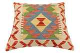 handmade Traditional Pillow Rust Blue Hand-made SQUARE 100% WOOL  Hand woven turkish pillow  2 x 2