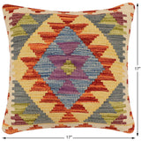 handmade Traditional Pillow Rust Blue Hand-made SQUARE 100% WOOL  Hand woven turkish pillow  2 x 2