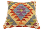 handmade Traditional Pillow Rust Blue Hand-made SQUARE 100% WOOL  Hand woven turkish pillow  2 x 2