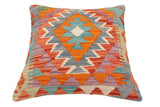 handmade Traditional Pillow Rust Blue Hand-made SQUARE 100% WOOL Hand woven turkish pillow2' x 2'