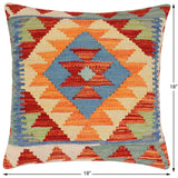 handmade Traditional Pillow Rust Blue Hand-made SQUARE 100% WOOL Hand woven turkish pillow2' x 2'