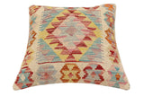 handmade Traditional Pillow Red Rust Hand-Woven SQUARE 100% WOOL Hand woven turkish pillow2' x 2'