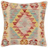 Tribal Tang Turkish Hand-Woven Kilim Pillow - 18'' x 18''