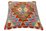 handmade Traditional Pillow Rust Blue Hand-Woven SQUARE 100% WOOL Hand woven turkish pillow2' x 2'