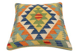 handmade Traditional Pillow Rust Blue Hand-Woven SQUARE 100% WOOL Hand woven turkish pillow2' x 2'