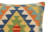 handmade Traditional Pillow Rust Blue Hand-Woven SQUARE 100% WOOL Hand woven turkish pillow2' x 2'