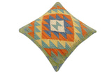 handmade Traditional Pillow Rust Blue Hand-Woven SQUARE 100% WOOL Hand woven turkish pillow2' x 2'