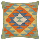 Boho Chic Parry Turkish Hand-Woven Kilim Pillow - 18'' x 18''