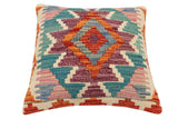 handmade Traditional Pillow Rust Blue Hand-Woven SQUARE 100% WOOL Hand woven turkish pillow2' x 2'