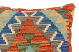 handmade Traditional Pillow Rust Blue Hand-Woven SQUARE 100% WOOL Hand woven turkish pillow2' x 2'