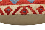 handmade Traditional Pillow Rust Blue Hand-Woven SQUARE 100% WOOL Hand woven turkish pillow2' x 2'