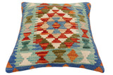 handmade Traditional Pillow Rust Blue Hand-Woven SQUARE 100% WOOL Hand woven turkish pillow2' x 2'