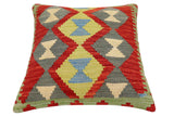 handmade Traditional Pillow Rust Blue Hand-Woven SQUARE 100% WOOL Hand woven turkish pillow2' x 2'