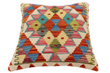 handmade Traditional Pillow Rust Blue Hand-Woven SQUARE 100% WOOL Hand woven turkish pillow2' x 2'