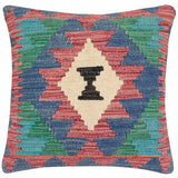 handmade Traditional Pillow Burgundy Blue Hand-Woven SQUARE 100% WOOL Hand woven turkish pillow2' x 2'