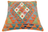 handmade Traditional Pillow Rust Blue Hand-Woven SQUARE 100% WOOL Hand woven turkish pillow2' x 2'