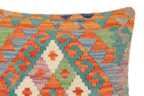 handmade Traditional Pillow Rust Blue Hand-Woven SQUARE 100% WOOL Hand woven turkish pillow2' x 2'