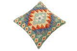 handmade Traditional Pillow Rust Blue Hand-Woven SQUARE 100% WOOL Hand woven turkish pillow2' x 2'