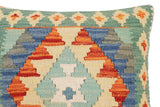 handmade Traditional Pillow Rust Blue Hand-Woven SQUARE 100% WOOL Hand woven turkish pillow2' x 2'