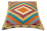 handmade Traditional Pillow Rust Blue Hand-Woven SQUARE 100% WOOL Hand woven turkish pillow2' x 2'