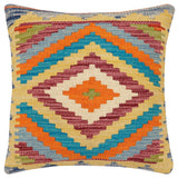 Boho Chic Potts Turkish Hand-Woven Kilim Pillow - 18'' x 18''