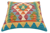 handmade Traditional Pillow Rust Blue Hand-Woven SQUARE 100% WOOL  Hand woven turkish pillow  3 x 5