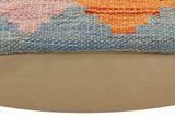 handmade Traditional Pillow Rust Blue Hand-Woven SQUARE 100% WOOL Hand woven turkish pillow2' x 2'