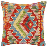 Rustic Larsen Turkish Hand-Woven Kilim Pillow - 18'' x 18''